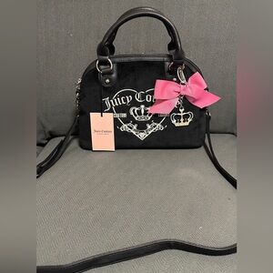 Juicy Couture Girlie Royalty Satchel Bag in Liquorice Black Velour NEW